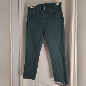 GAP Women's Forest Green Cheeky Straight High Rise Denim Jeans, Size 30/10 Short